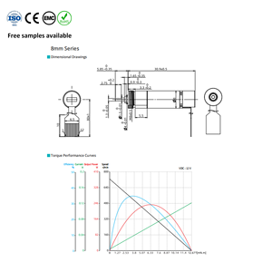 Moteur à engrenages CC brossé 12V 8mm, réducteur planétaire 16:1, encodeur 256ppr, 430 tr/min, 299mW, silencieux <40dB, couple 6.64mNm, montage à bride - Product Image 2