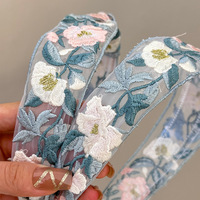 Nouveau bandeau de fleurs brodées de style chinois pour les filles bandeau noué en organza brodé de style ethnique gracieux
