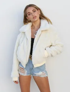 Sudadera con capucha de forro polar para mujer, estilo oso, de moda, color liso, con cremallera, solapa, informal, holgada, manga larga, abrigo cálido para otoño e invierno - Product Image 2