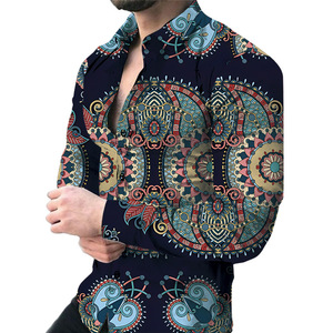 Chemise à Manches Longues Décontractée pour Homme Nouvelle Collection Printemps Impression Numérique 3D Motif Lettre <span class=keywords><strong>Taille</strong></span> Européenne - Product Image 3