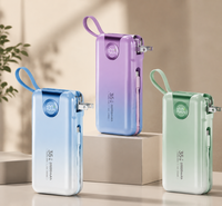 Batterie externe 20000mAh avec prise murale AC, câbles doubles intégrés, charge rapide PD 35W, chargeur portable pour les voyages