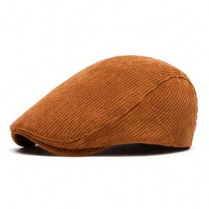 Béret Homme Hiver Automne Tendance en Velours Côtelé Style Vintage Casquette Plate Ivy - Product Image 6