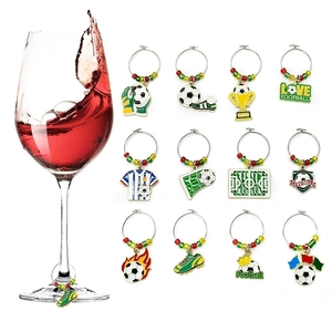 Segnaposto per bicchieri da vino per tifosi di calcio, mini anelli identificativi per tazze con bandiere per feste, partite, ciondoli per bottiglie di birra, souvenir - Product Image 1