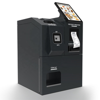 Kiosque de paiement pour restaurant à service rapide, utilisation en intérieur, compatible POS, options de paiement multiples, lecteur de codes-barres, écran tactile en option, avec fonction de remise de monnaie
