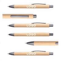 Stylo bille à clic en bambou 041, gris anthracite, pointe 1,0 mm, encre noire, prise en main confortable, directement de l'usine