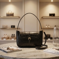 Sac à bandoulière carré mini en cuir gaufré anti-rayures avec logo personnalisé OEM ODM, motif crocodile, résistant à l'eau, vintage doré
