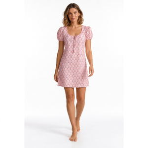 Vestido Midi de Verano de Algodón Puro para Mujer, Sin Mangas, Estampado Floral Bohemio, Estampado a Mano, Ecológico, Lavable, Ligero - Product Image 1
