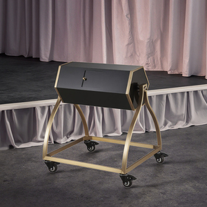Tambour de tombola mobile avec 4 roues-Tirage au sort de la boîte de loterie à cadre doré pour les événements de fête - Product Image 5