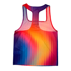 Gilets de sport sans manches personnalisés avec impression couleur, <span class=keywords><strong>en</strong></span> <span class=keywords><strong>maille</strong></span> polyester respirante, coupe ample, pour hommes - Product Image 3