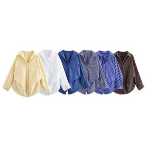 Collezione all'ingrosso 2025 primavera estate camicia <span class=keywords><strong>a</strong></span> righe larghe da donna Casual manica <span class=keywords><strong>a</strong></span> <span class=keywords><strong>pipistrello</strong></span> lungo monopetto Top europeo - Product Image 5