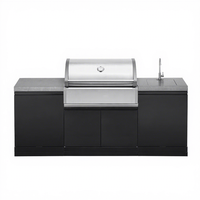 Ensemble d'îlot de cuisine extérieur modulaire en acier inoxydable 304 sur mesure avec barbecue et évier pour projets de patio, villas et complexes hôteliers