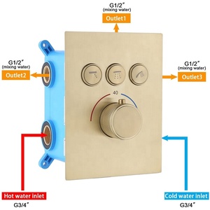 3 Way Thermostatic Brushed Gold <strong>Shower</strong> Diverter <strong>Valve</strong> Concealed Pressure Balancing <strong>Valve</strong> <strong>Shower</strong> <strong>Mixing</strong> <strong>Replacement</strong> Brass <strong>Valve</strong> - Product Image 5