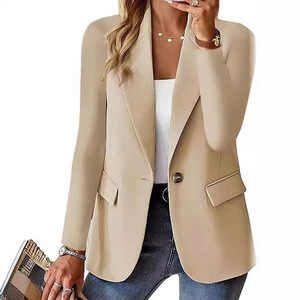Cardigã <span class=keywords><strong>Blazer</strong></span> Feminino de Manga Longa em Cor Sólida com Botão Único para o Outono 2024 da WISH - Product Image 5