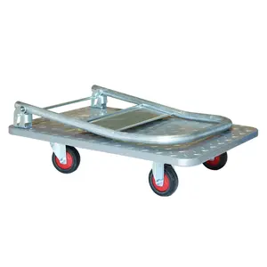 Heavy Duty Metal Folding Hand Truck Steel Platform Trolley Cart With Handle