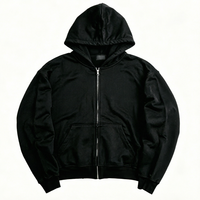 Sweat-shirt à capuche zippé noir pour homme, coupe classique, en coton French Terry, décontracté, pour l'automne