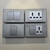 Interruptor de pared eléctrico negro de doble polo 120*76, estándar estadounidense 250V 16A, 1/2 toma universal de 13A para Vietnam y Taiwán