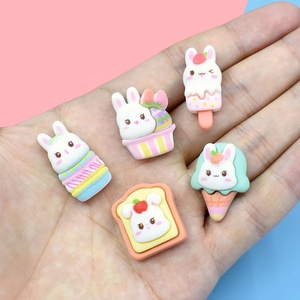 Cabujón de resina de base plana con diseño de conejo lindo y postre de helado, estilo comida de dibujos animados, para manualidades, álbumes de recortes, decoraciones y accesorios para fundas de teléfono DIY - Product Image 3
