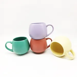 Cốc sứ nhà sản xuất với logo cup Nhà cung cấp tùy chỉnh bán buôn màu men gốm bụng cốc cà phê