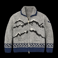 Pull cardigan en tricot jacquard à manches longues avec fermeture éclair côtelée classique pour homme