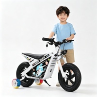 Moto électrique pour enfants avec roues d'apprentissage LED, démarrage à clé, autocollants de dessins animés, phare, conduite sécurisée, cadeau, moto tout-terrain électrique pour enfants