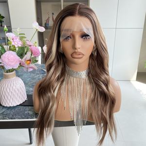 Perruques synthétiques de haute qualité, bouclées, blond miel, en fibres mélangées, perruques synthétiques à dentelle transparente 13x4 pour femmes blanches - Product Image 3