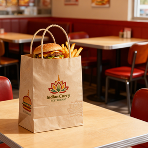 שקיות נייר חום קראפט ידידותיות לסביבה, מתכלות, עמידות ויוקרתיות עם הדפס לוגו בהתאמה אישית של Ruihang, לסופרמרקט וטייק אווי. - Product Image 3