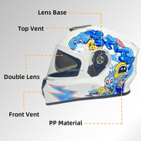 Nouveau casque de moto intégral pour enfants, vente chaude, logo personnalisé, emballage en boîte, matériau PP, unisexe, toutes saisons