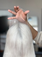SHY Mini Topper Capillaire en Cheveux Humains Remy Lisses Soyeux, Base en Dentelle, pour Remplacement Capillaire de Petite Zone, Vente en Gros