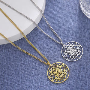 FUTUJI Acero inoxidable Jeroglífico <span class=keywords><strong>Escritura</strong></span> Proceso de corte Hexagrama Templo hindú para el hogar - Product Image 1