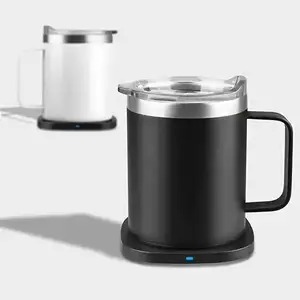 Calentador de taza de café de 55 grados de la mejor calidad 2024 con cargador inalámbrico calentador de taza de metal cargador inalámbrico de 15W