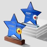 Trophée étoile en cristal personnalisé gravé, écologique, poli, style sportif, médailles avec impression UV, plaque en cristal personnalisée, coffret cadeau