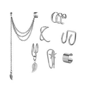 Set di orecchini a clip per donna, a forma di C, traforati, a strati, gioielli alla moda per l'orecchio - Product Image 5