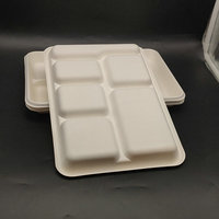 Plateau à 6 compartiments en bagasse de canne à sucre biodégradable et compostable pour le déjeuner