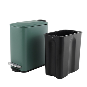 Seau de rangement vintage de 5 litres en acier inoxydable poubelle étroite verte à fermeture douce avec pédale de pressage Style usage domestique - Product Image 5