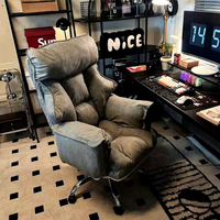 Chaise d'ordinateur inclinable confortable pour la maison, avec dossier pour longues sessions, idéale pour bureau, dortoir, streaming en direct, en acier inoxydable, hauteur réglable