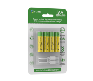 SUNHE lungo ciclo di vita 1.5v Aa batteria al litio ricaricabile 3000mwh carica rapida 4 batterie e 1 a <span class=keywords><strong>2</strong></span> tipo-C cavo - Product Image 1
