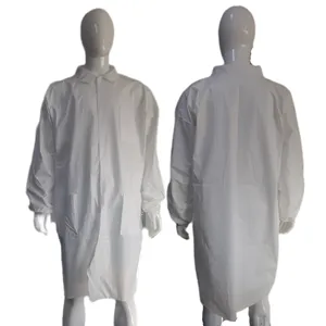 Factory Protective Visitor Dust Polypropylene Microporous SMS Nonwoven PE PP Disposable Lab Coat