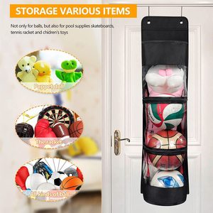 ถุงเก็บของแบบแขวนสำหรับใส่ลูกบอล ผ้าอ็อกซ์ฟอร์ด ออแกไนเซอร์สำหรับประตู ที่เก็บอุปกรณ์กีฬา สีดำ MZSNSQ-200 - Product Image 3