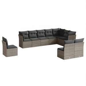 Ensemble de canapés de jardin en rotin gris 8 places, résistant aux intempéries, mobilier d'extérieur au design contemporain - Product Image 1