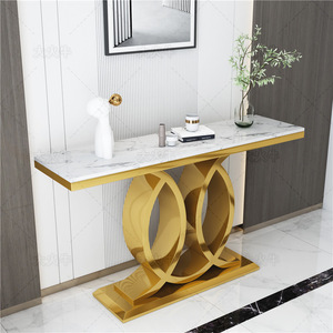 Luxury Stainless Steel Marble Top Entrance Foyer Console <strong>Entry</strong> <strong>Table</strong> Hallway <strong>Table</strong> for Home Hotel Furniture - Product Image 4
