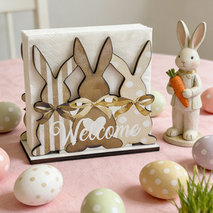 Easter Bunny Wooden Tissue Holder Storage Stand Handmade Decor Indoor Holiday Decoration - Product Image 3