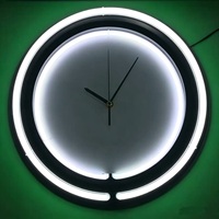 Jam Dinding Neon Krom 17 inci dengan Cincin Ganda, Lampu Neon Kustom, Harga Pabrik China, Tanpa Minimum Order, untuk Dekorasi Promosi Rumah & Bar