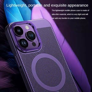 Thời Trang Sierra Màu Xanh Trường Hợp Từ Thoáng Khí Làm Mát Cứng PC Chống Sốc Điện Thoại Di Động Bìa Coque Đối Với iPhone 14 Pro Max 12 11 15 - Product Image 4