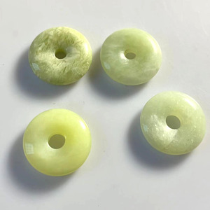 Lemon <strong>Jade</strong> Nature <strong>Stone</strong> Wholesale 25mm Bless With Safeness Donut Ancient Coins Handmade Bracelet Necklace Pendant Beads Jewelry - Product Image 1