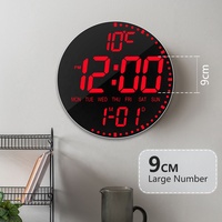Grande Horloge Murale Numérique Intelligente 3D à LED de 9 Pouces, Réveil de Bureau RGB Néon pour Salon avec Grand Affichage et Radio-Commande
