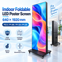 Afficheur LED intérieur 640x1920mm, écran publicitaire numérique mobile pliable avec roulettes pour centre commercial
