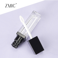 Tube de gloss transparent 7 ml, tube carré vide pour gloss, tube en plastique pour rouge à lèvres liquide avec pinceau en forme de cœur