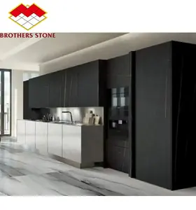 Modern black quartz stone for kitchen countertop black quartz stone home office countertop