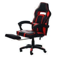 Chaise de jeu PC de course avec repose-pieds pour ordinateur Massage du dos haut inclinable Nouveau design en cuir noir et rouge LED RGB Light