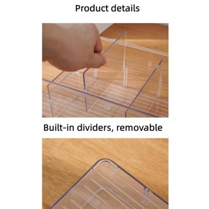 Organizador de nevera apilable, contenedor de comida transparente con divisor, nevera, caja de almacenamiento de bebidas y aperitivos - Product Image 4
